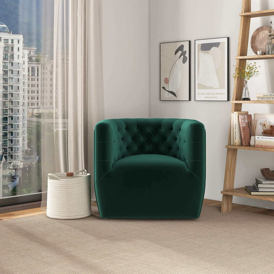 Delaney Green Velvet Swivel Chair Image 1