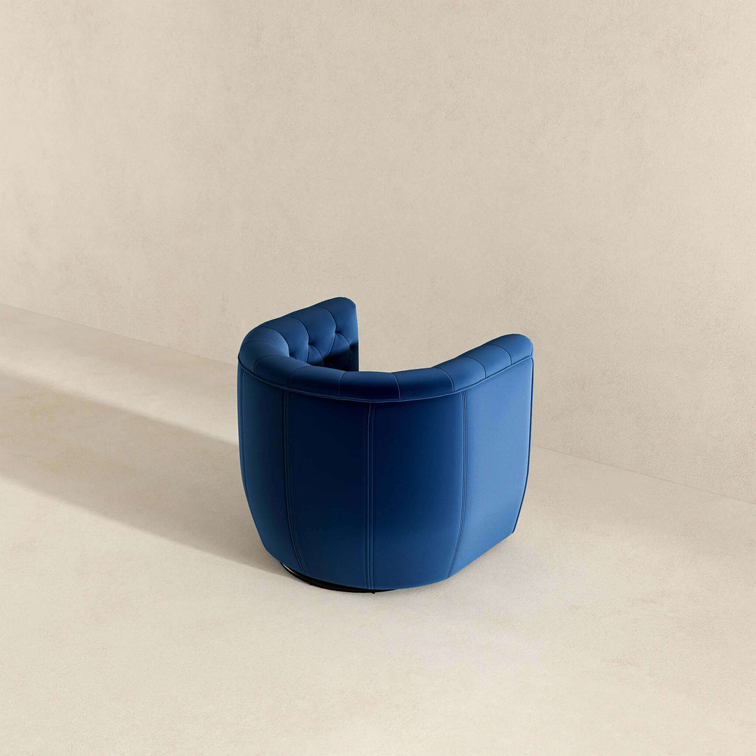 Delaney Dark Blue Velvet Swivel Chair Image 6