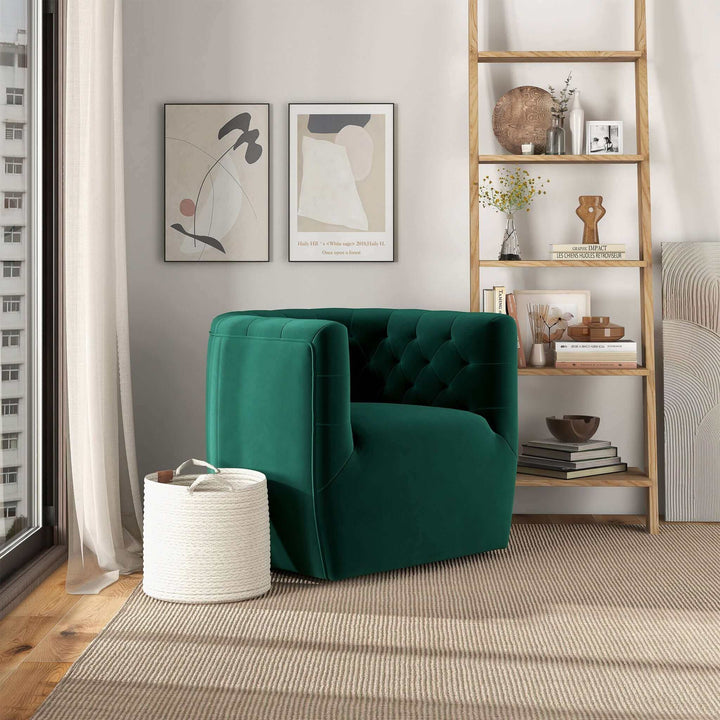 Delaney Green Velvet Swivel Chair Image 4