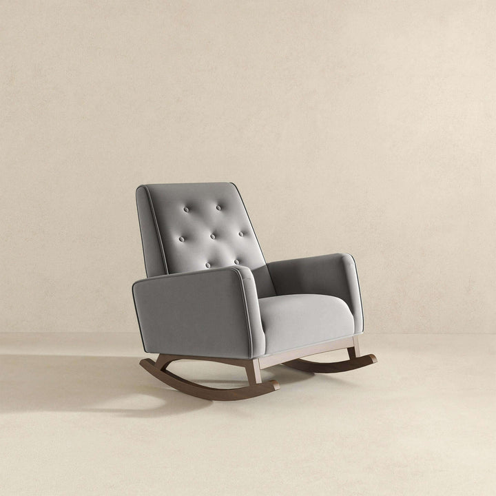 Demetrius Light Grey Fabric Solid Wood Rocking Chair Image 5