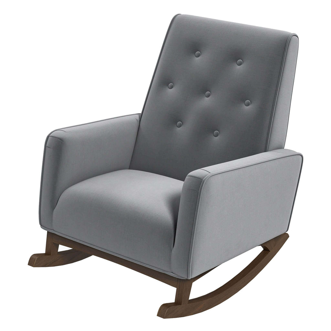 Demetrius Light Grey Fabric Solid Wood Rocking Chair Image 7