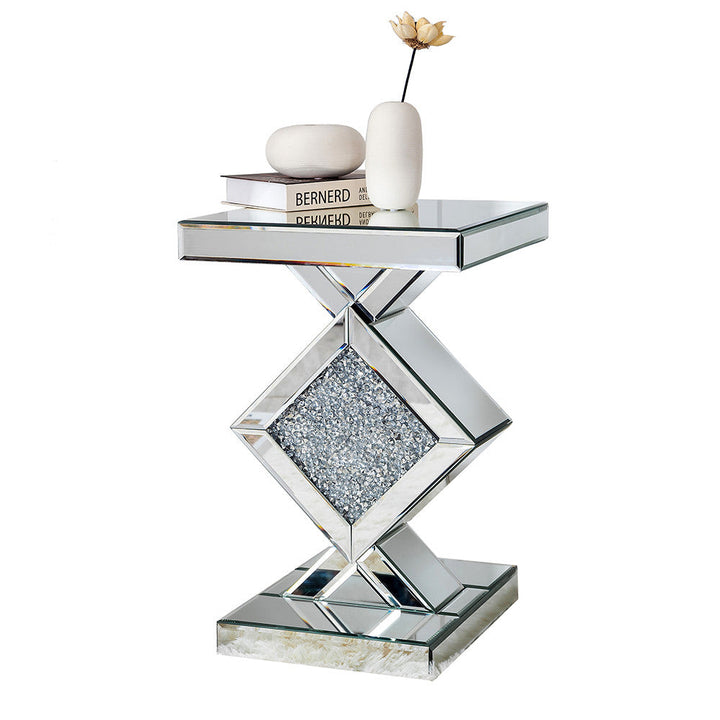 Diamond Silver Mirrored Side Table Image 1