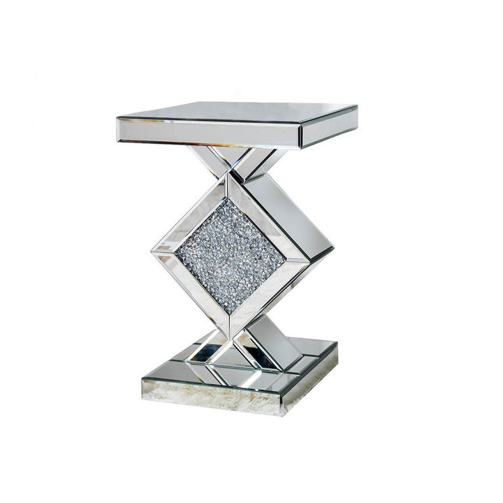 Diamond Silver Mirrored Side Table Image 5