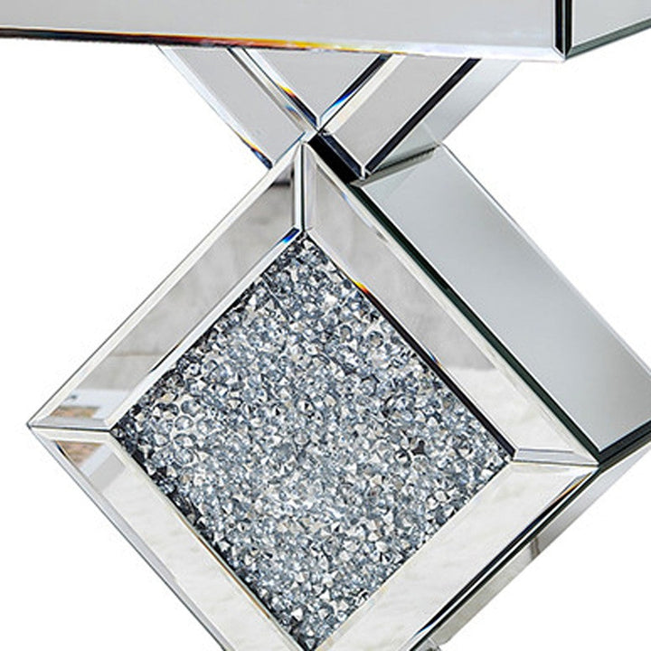 Diamond Silver Mirrored Side Table Image 7