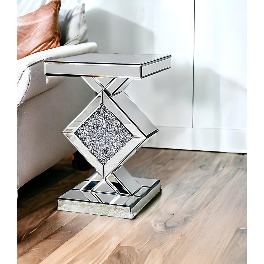 Diamond Silver Mirrored Side Table Image 8