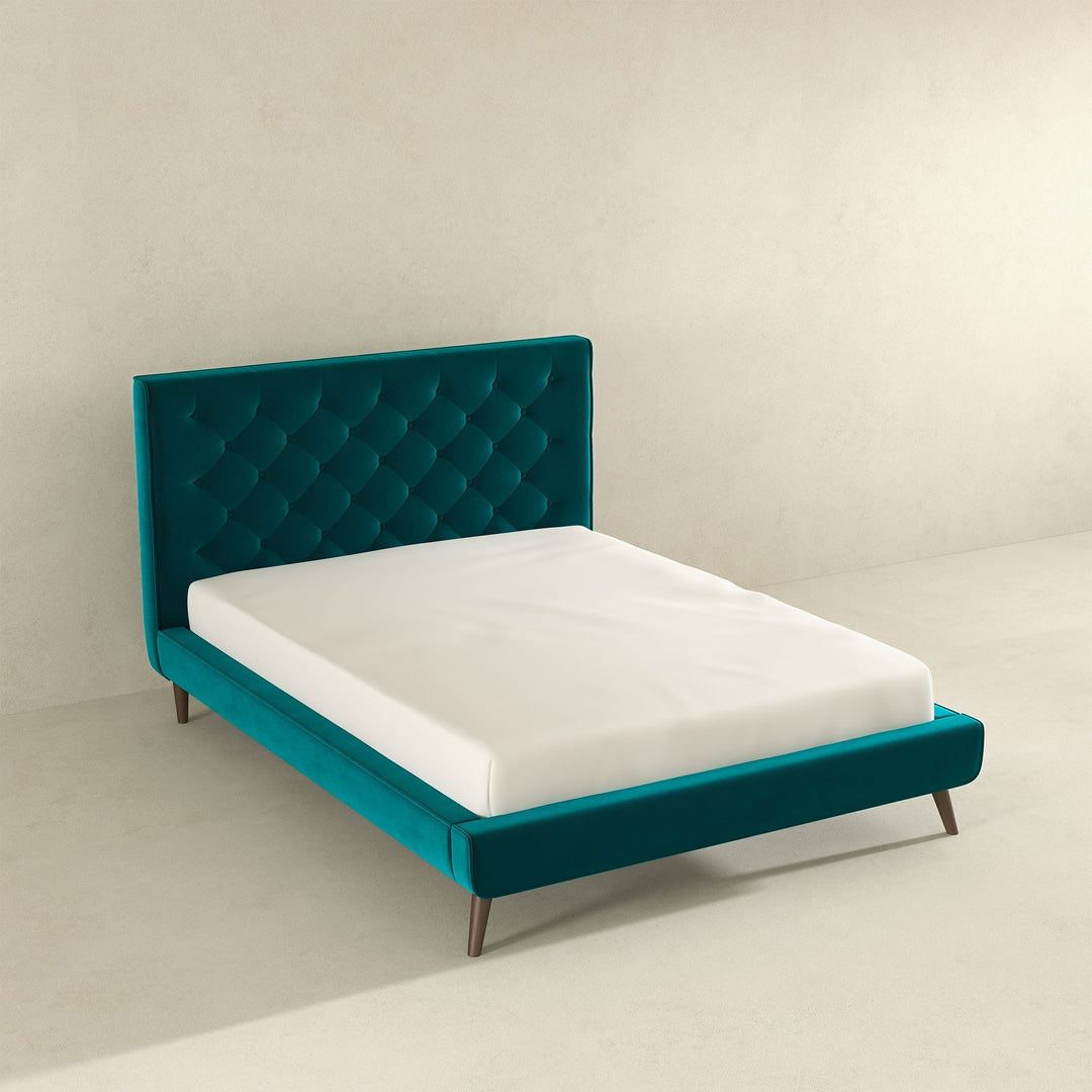 Dillon Teal Velvet Platform Bed(Queen Size) Image 2