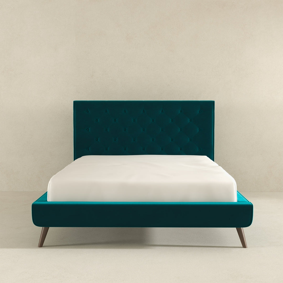 Dillon Teal Velvet Platform Bed(Queen Size) Image 3