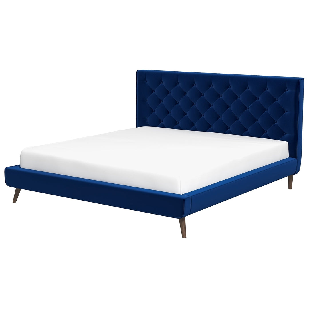 Dillon Blue Velvet Platform Bed (King Size) Image 7