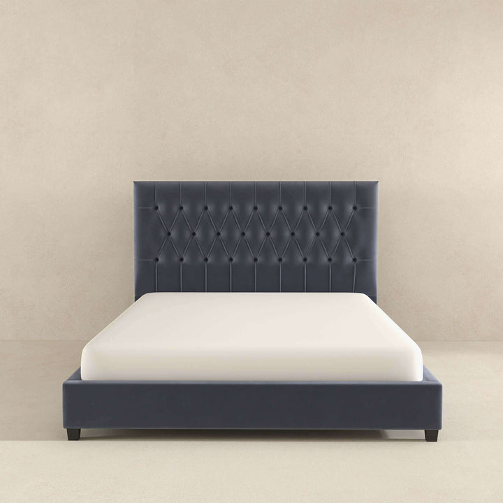 Donald Mid Century Modern Grey Velvet Platform Bed Queen Image 7