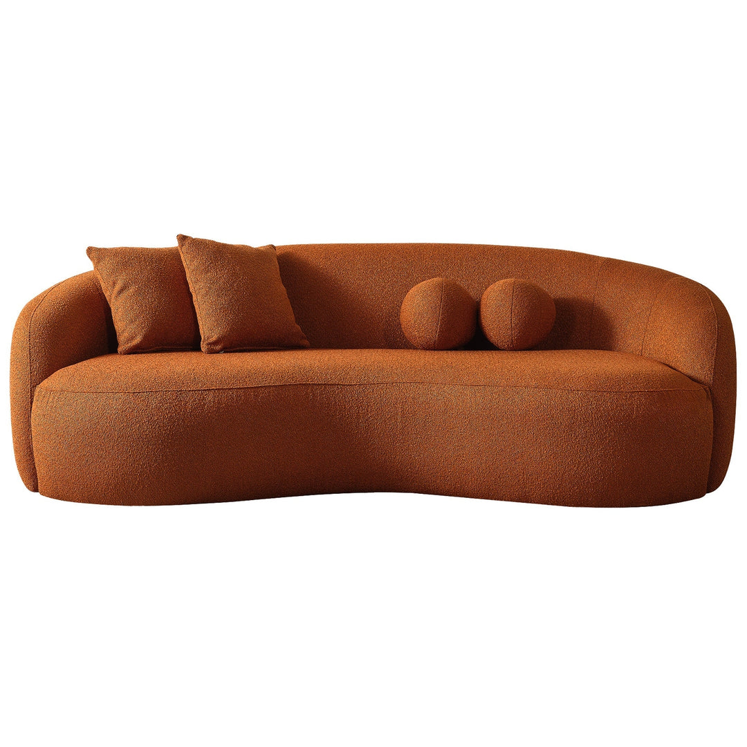 Drake Burnt Orange Japandi Style Curvy Boucle Sofa Image 1