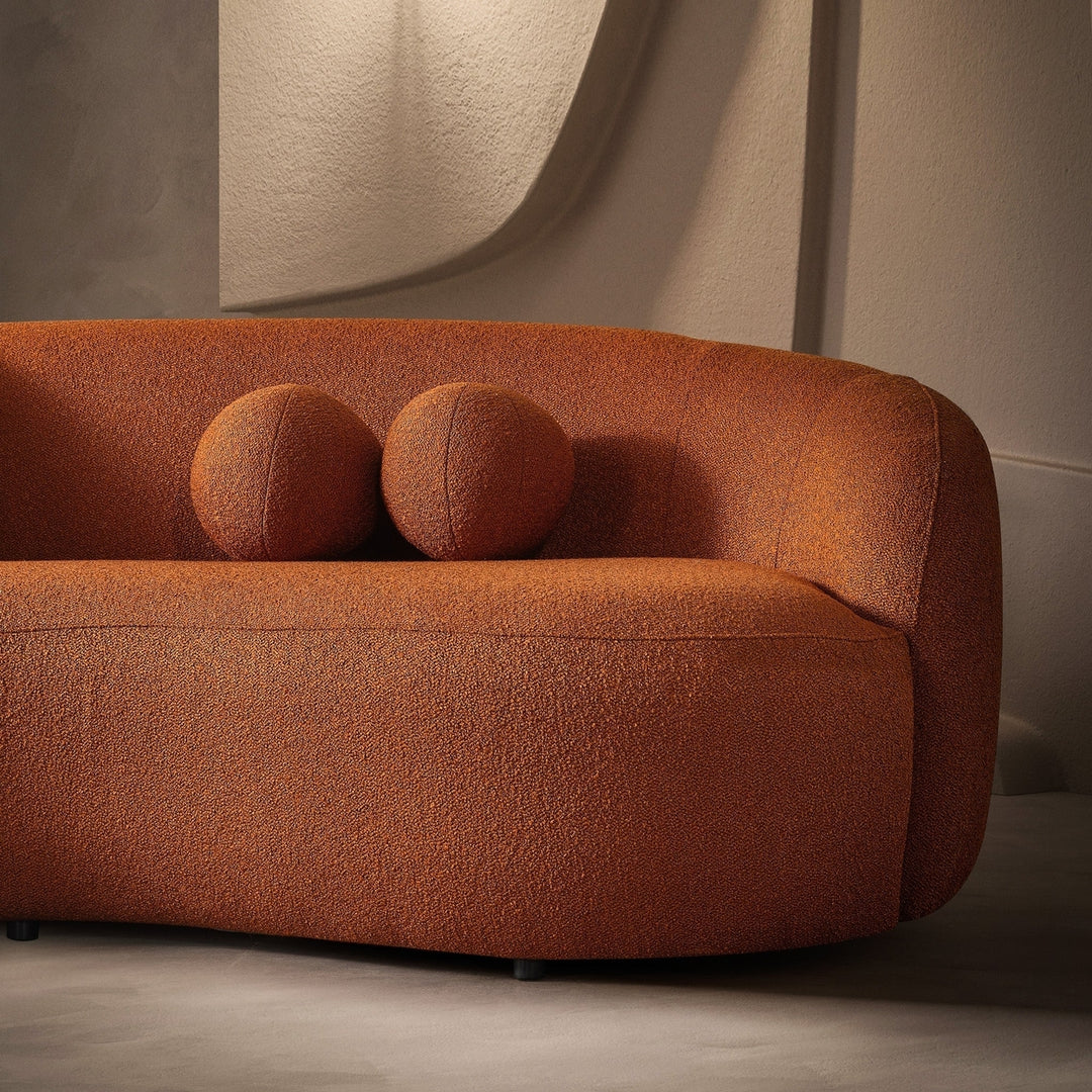 Drake Burnt Orange Japandi Style Curvy Boucle Sofa Image 4