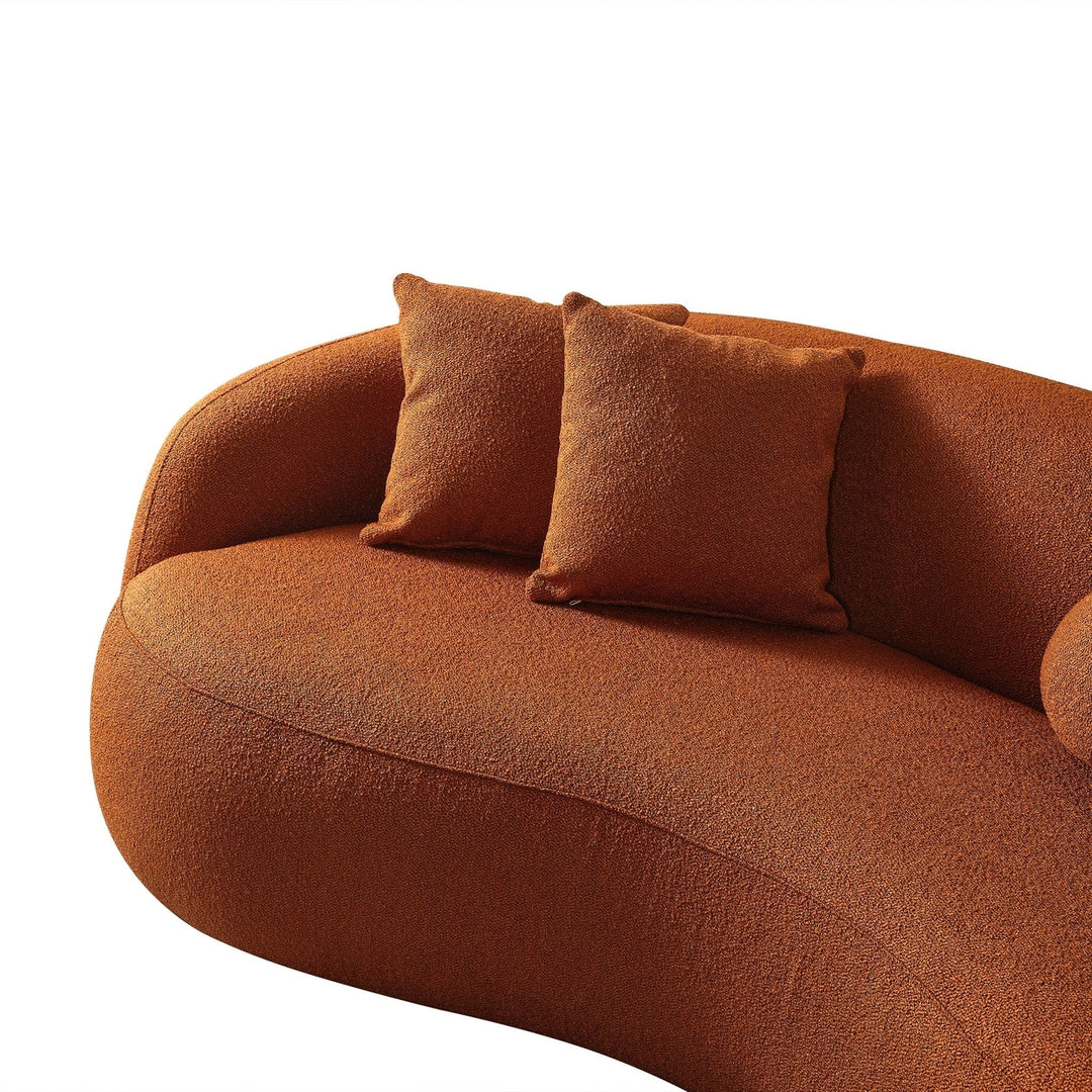 Drake Burnt Orange Japandi Style Curvy Boucle Sofa Image 5