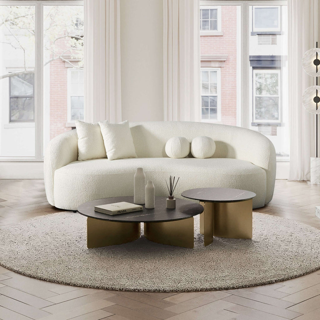 Drake Japandi Style Curvy Boucle Sofa Image 8