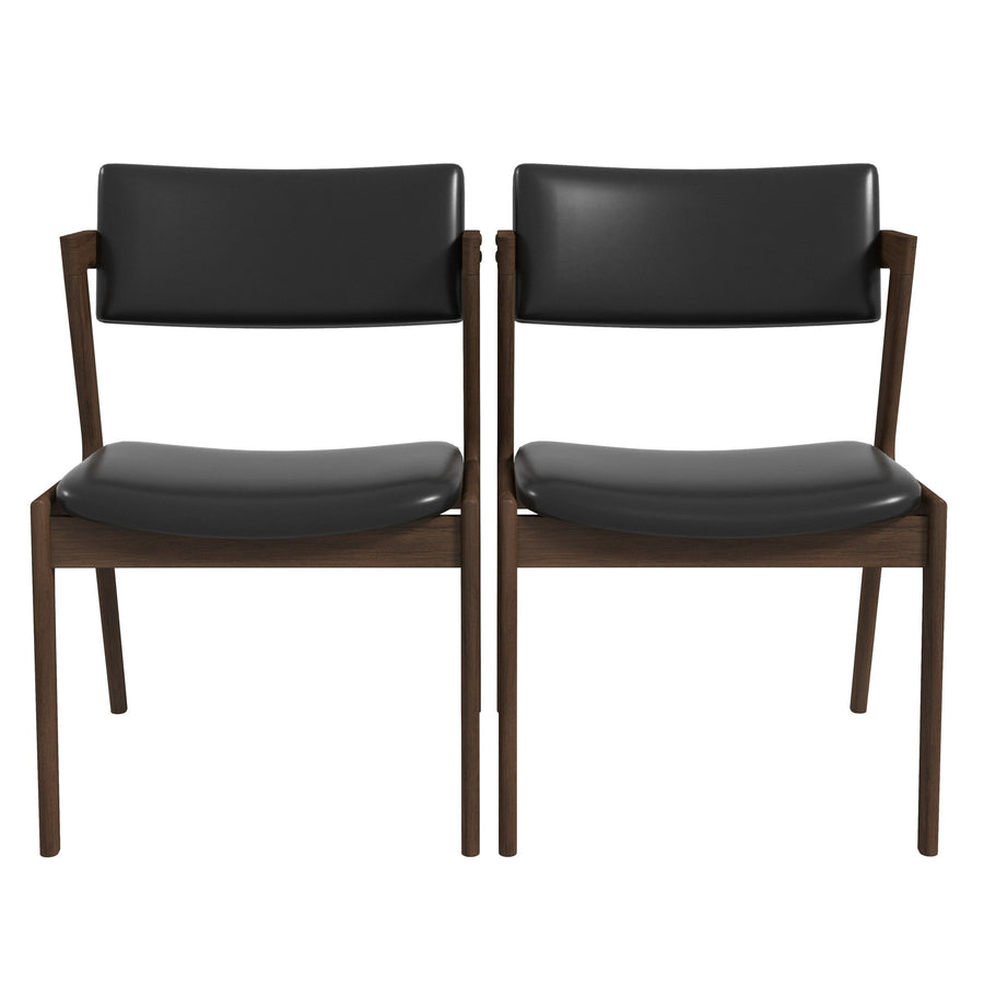 Edwin Mid Century Modern Black Vegan Leather Dining Chair (Set Of 2) Image 1