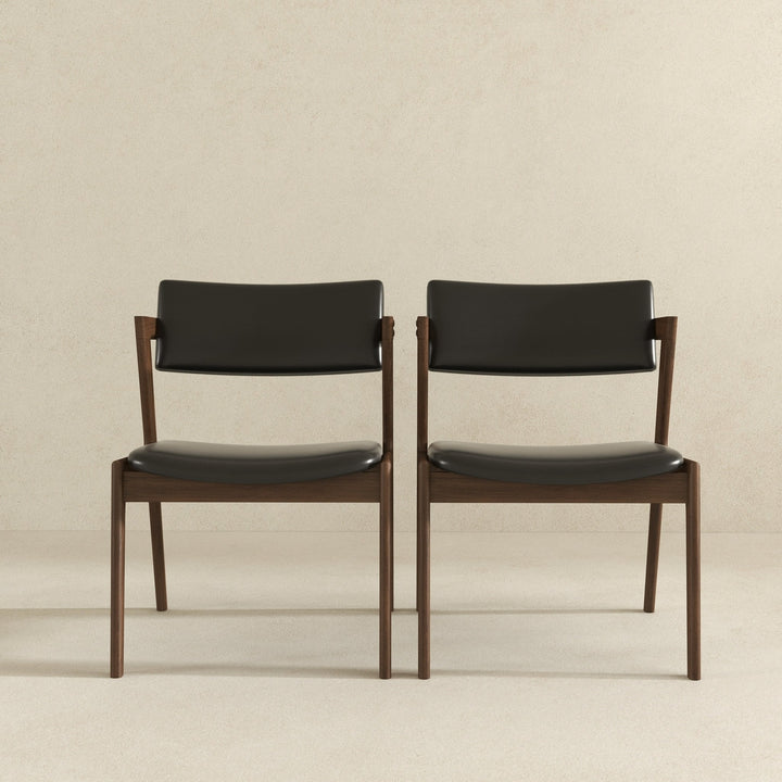 Edwin Mid Century Modern Black Vegan Leather Dining Chair (Set Of 2) Image 7