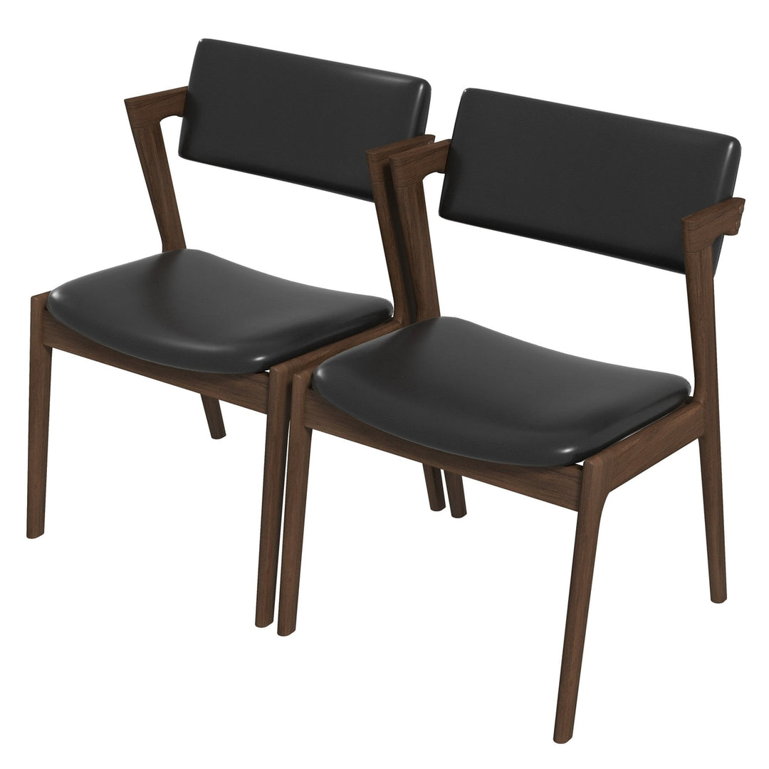 Edwin Mid Century Modern Black Vegan Leather Dining Chair (Set Of 2) Image 8