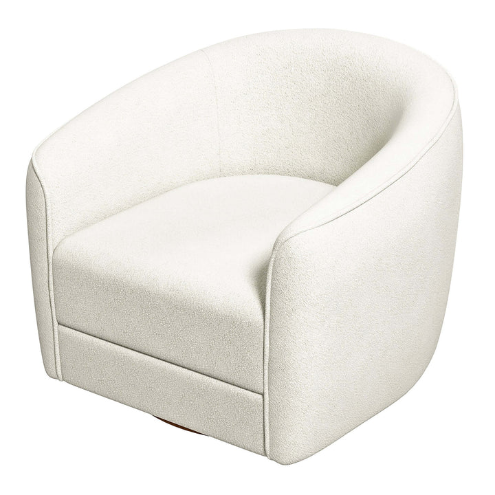 Elise Mid Century Modern Beige Boucle Swivel Chair Image 7