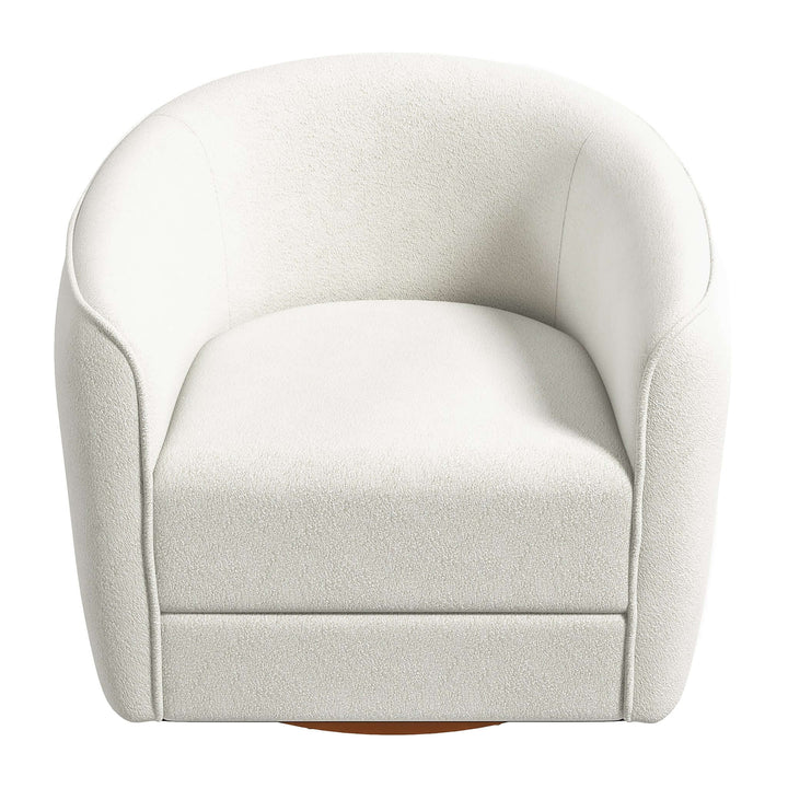 Elise Mid Century Modern Beige Boucle Swivel Chair Image 8