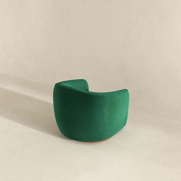 Elise Mid Century Modern Dark Green Velvet Swivel Chair Image 6