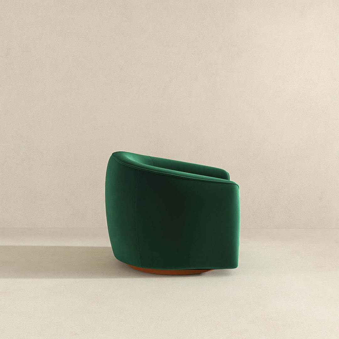 Elise Mid Century Modern Dark Green Velvet Swivel Chair Image 7