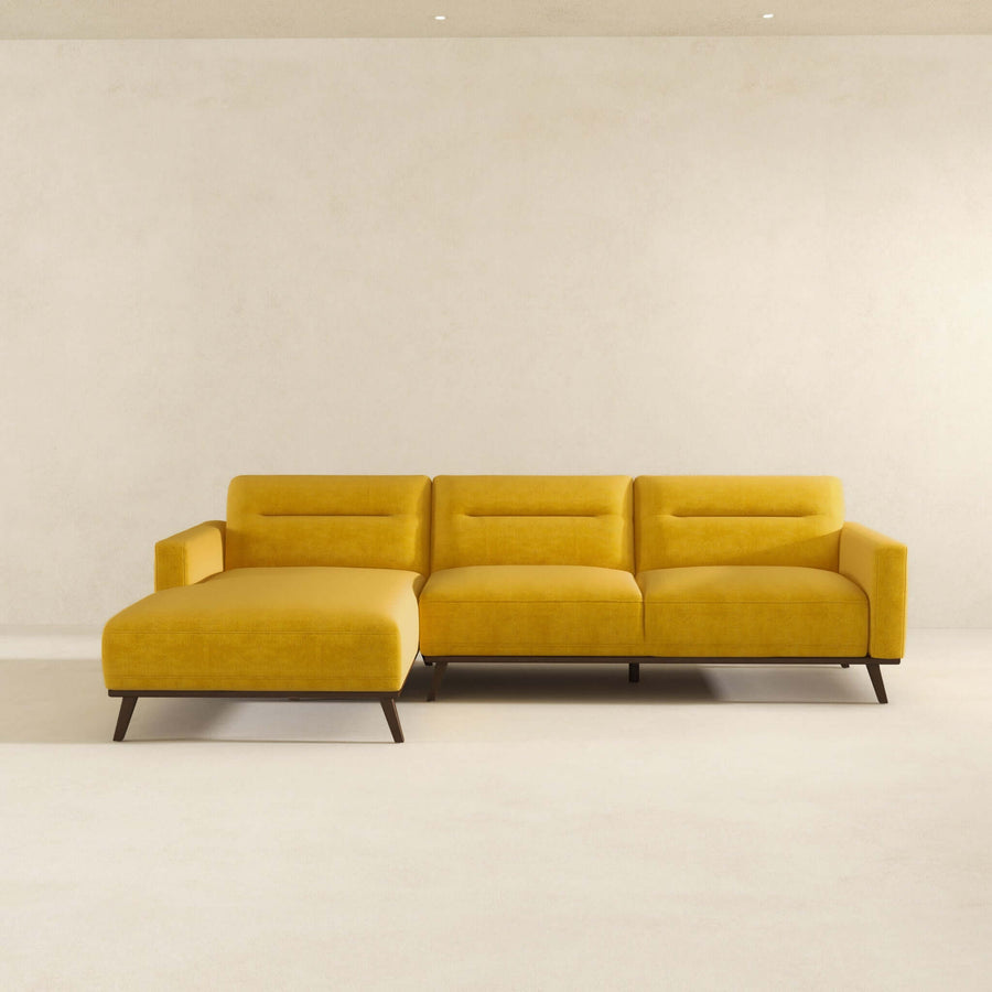 Ella L-Shaped Dark Yellow Linen Left Sectional Couch Image 1