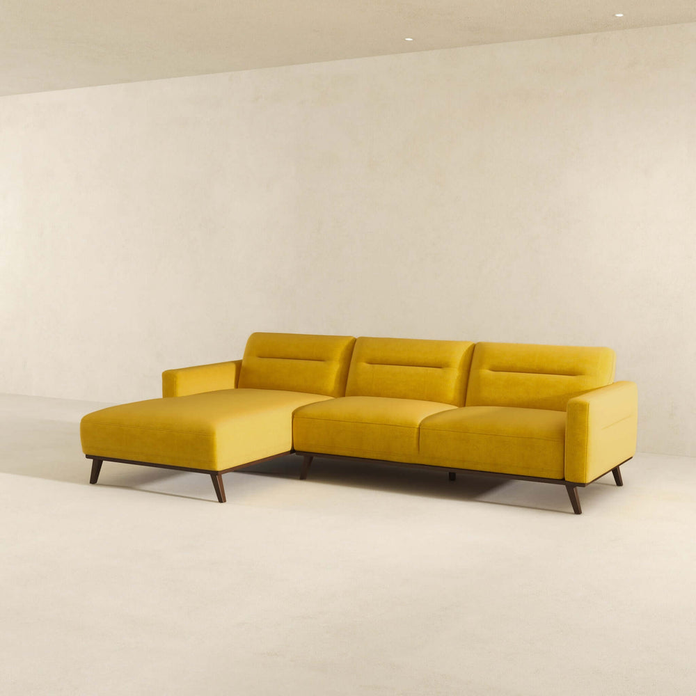 Ella L-Shaped Dark Yellow Linen Left Sectional Couch Image 2