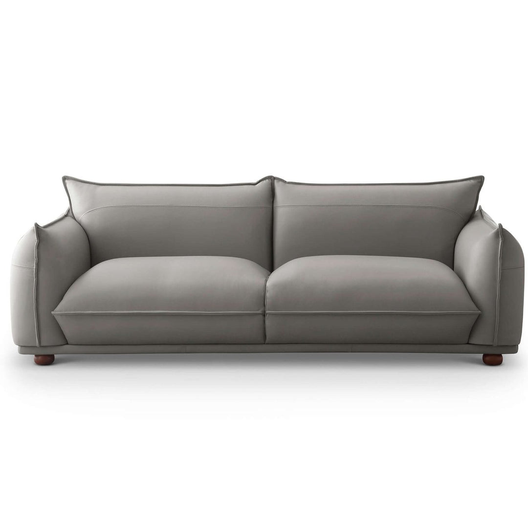 Emma Mid Century Modern Luxury Grey Leather Sofa Image 2