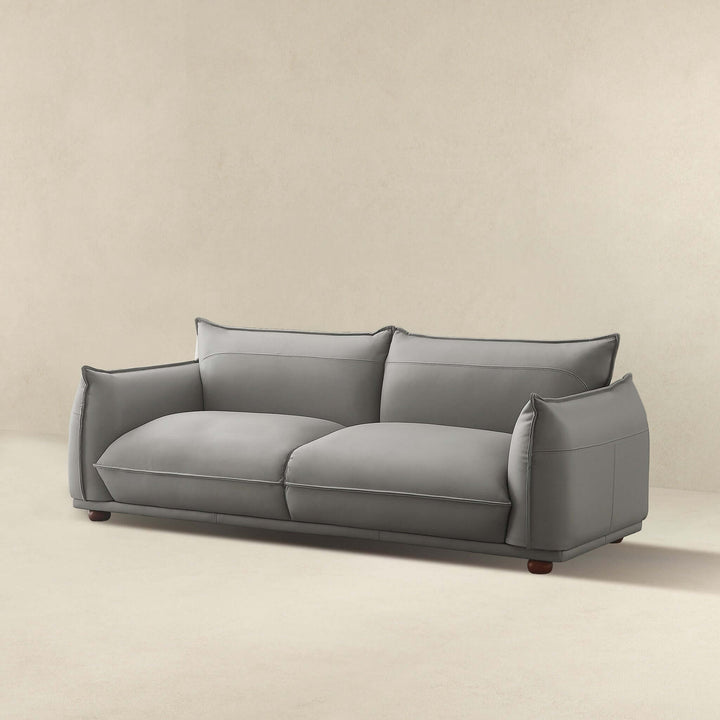 Emma Mid Century Modern Luxury Grey Leather Sofa Image 5