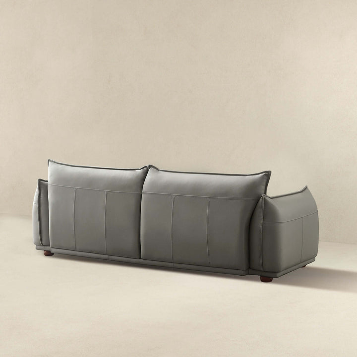 Emma Mid Century Modern Luxury Grey Leather Sofa Image 6