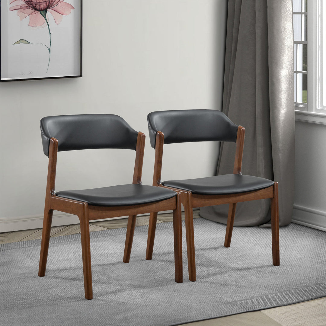 Enzo Black Leather Dining Chair (Set Of 2) Image 2