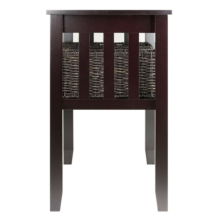 Espresso 2 Tier Entryway Hall Console Table with 3 Storage Baskets Image 3