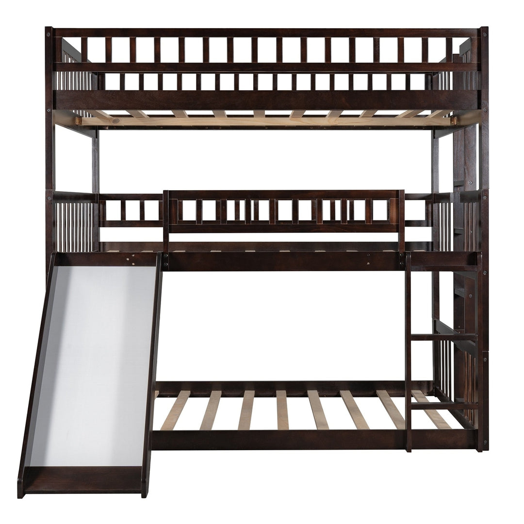 Espresso Full Over Full Over Full Contemporary Bunk Bed With Slide Image 7