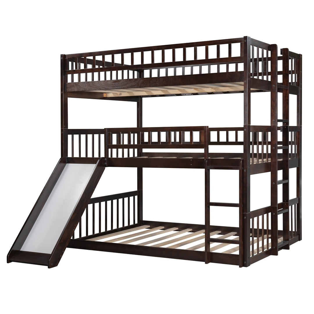 Espresso Full Over Full Over Full Contemporary Bunk Bed With Slide Image 8