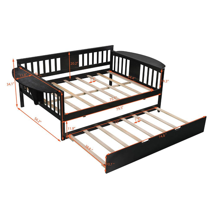 Espresso Solid and Manufactured Wood Bed with Trundle Image 1