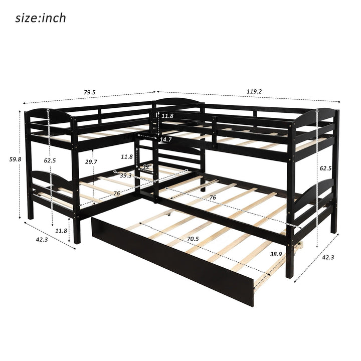 Espresso Twin Contemporary Manufactured Wood and Solid Wood Bunk Bed Image 3