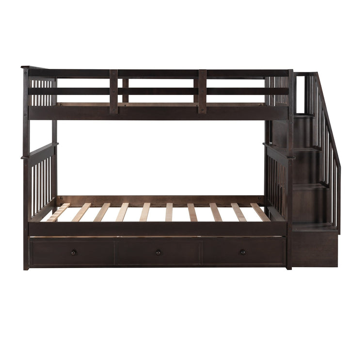 Espresso Twin Over Twin Bunk Bed with Stairway and Drawers Image 4