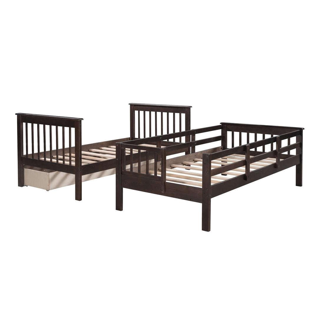 Espresso Twin Over Twin Bunk Bed with Stairway and Drawers Image 6