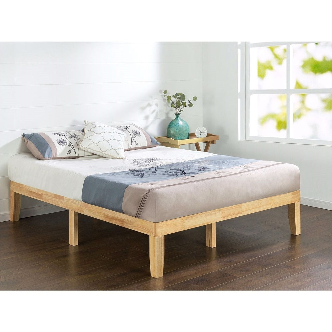 Full size Solid Wood Platform Bed Frame in Natural Finish Image 1