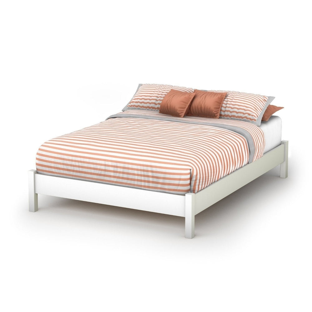 Full size Simple Platform Bed in White Finish - Modern Design Image 2