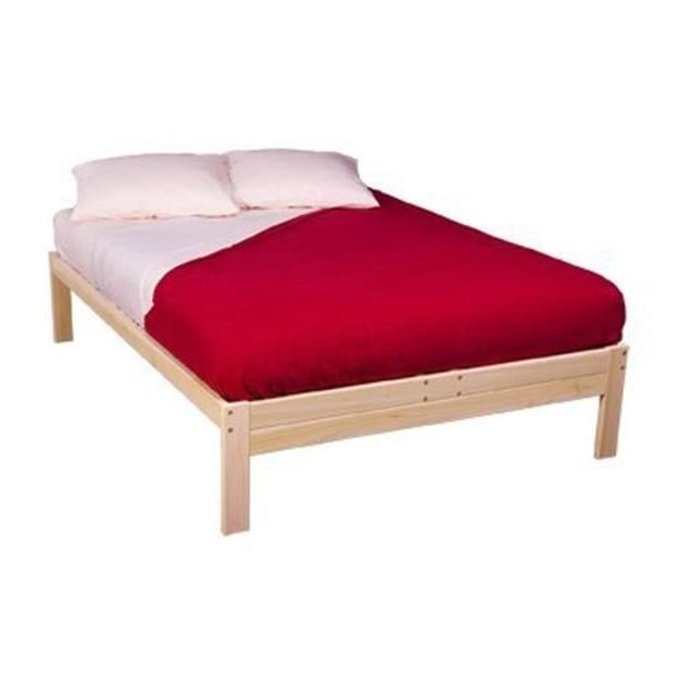 Full size Unfinished Wood Platform Bed Frame with Wooden Slats Image 2