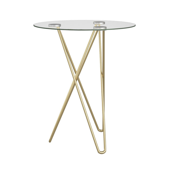 Geometric Clear Glass and Gold Round Table Image 3