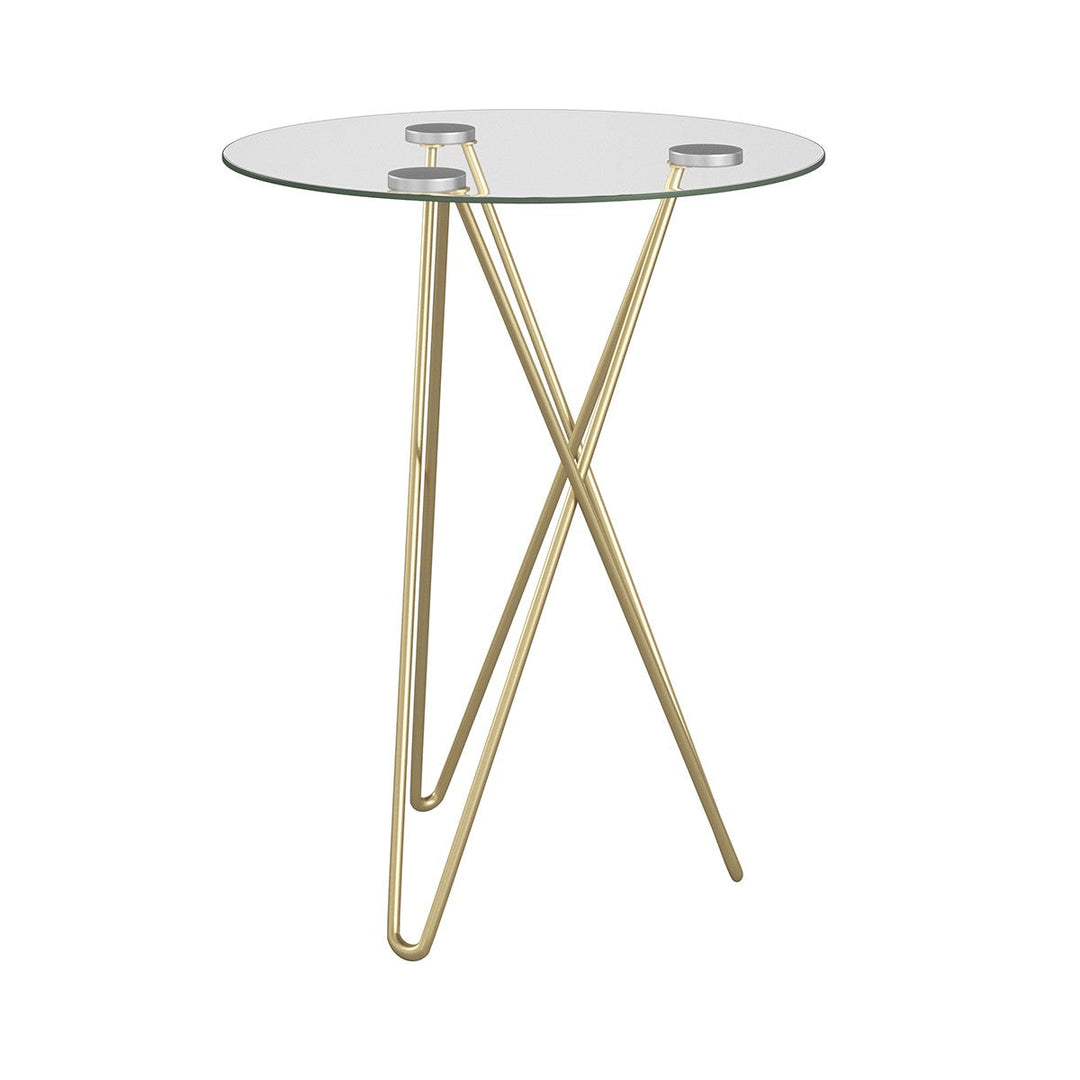 Geometric Clear Glass and Gold Round Table Image 4