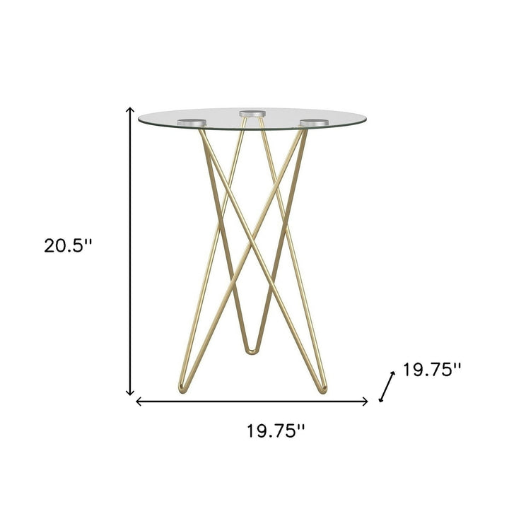 Geometric Clear Glass and Gold Round Table Image 5