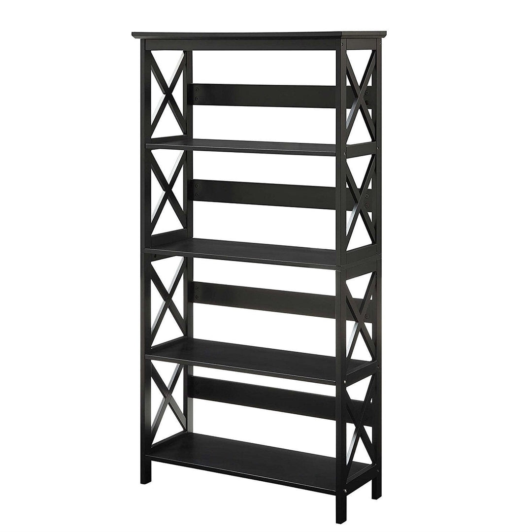 Glossy Black 5-Shelf Bookcase Image 2