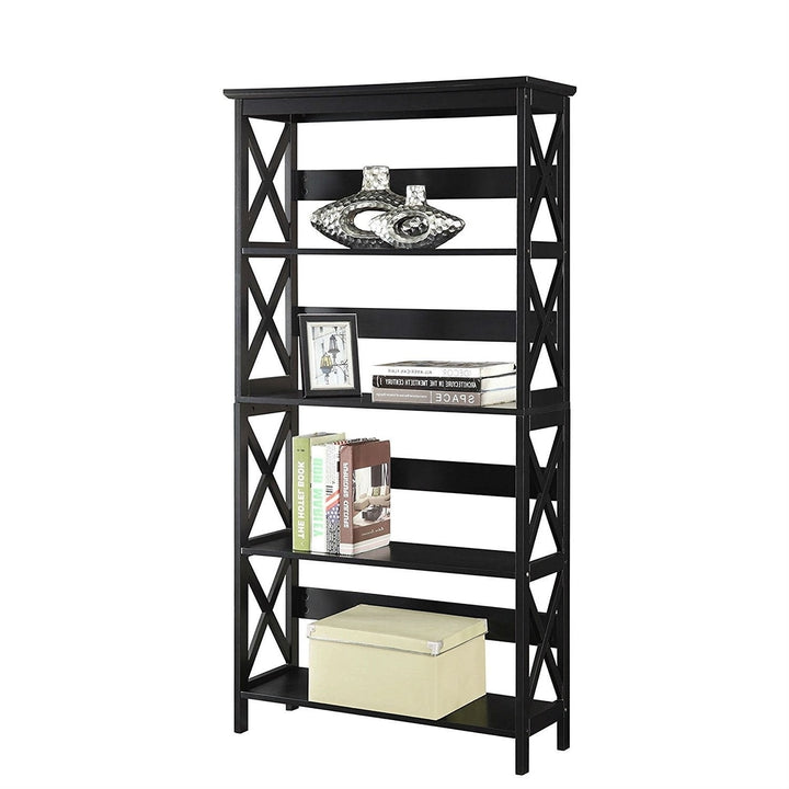 Glossy Black 5-Shelf Bookcase Image 3