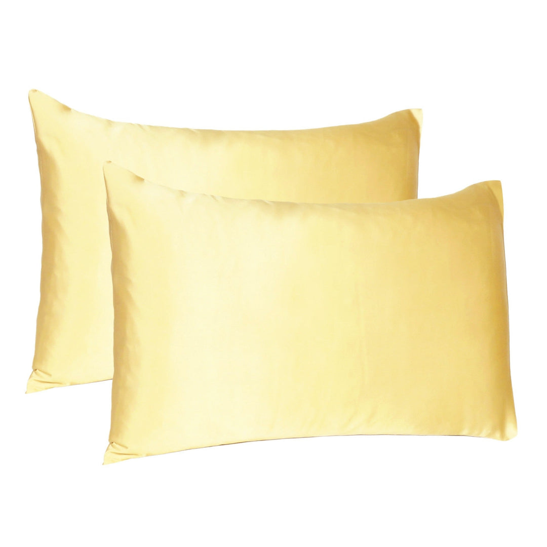 Gold Dreamy Set Of 2 Silky Satin King Pillowcases Image 1