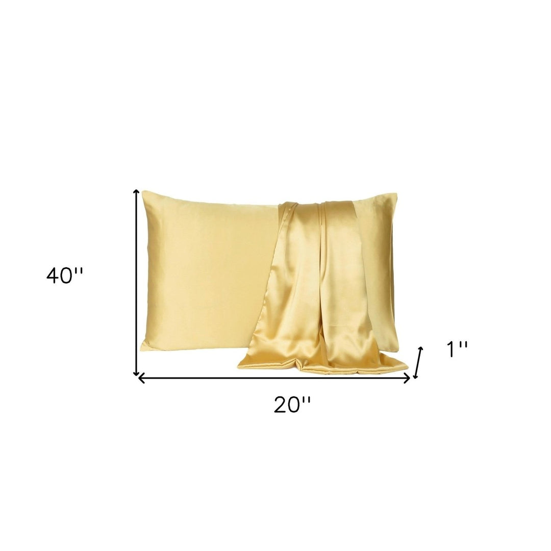 Gold Dreamy Set Of 2 Silky Satin King Pillowcases Image 7