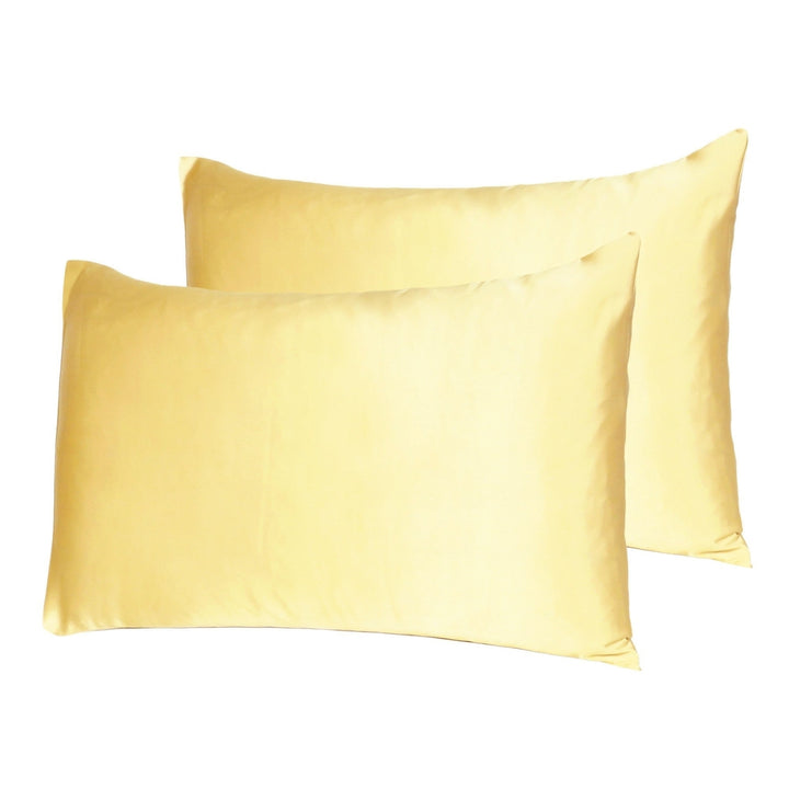 Gold Dreamy Set Of 2 Silky Satin King Pillowcases Image 9