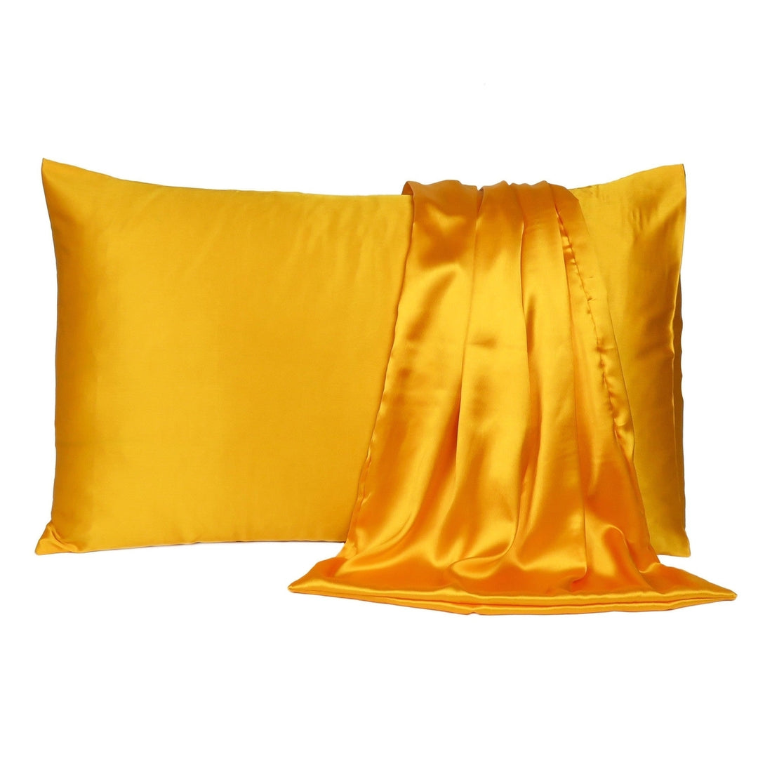 Goldenrod Dreamy Set Of 2 Silky Satin Standard Pillowcases Image 2