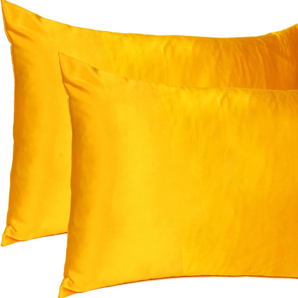 Goldenrod Dreamy Set Of 2 Silky Satin Standard Pillowcases Image 8